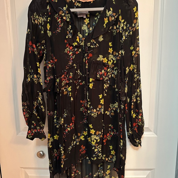 Anthropologie Black Pleated Tunic with Mandarin Collar - Picture 3 of 5